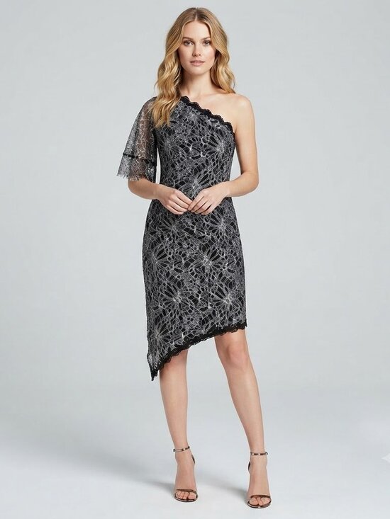 Harlyn Dresses & Skirts - Harlyn Floral One Shoulder Lace High Low Cocktail Dress Black Size S NWT
